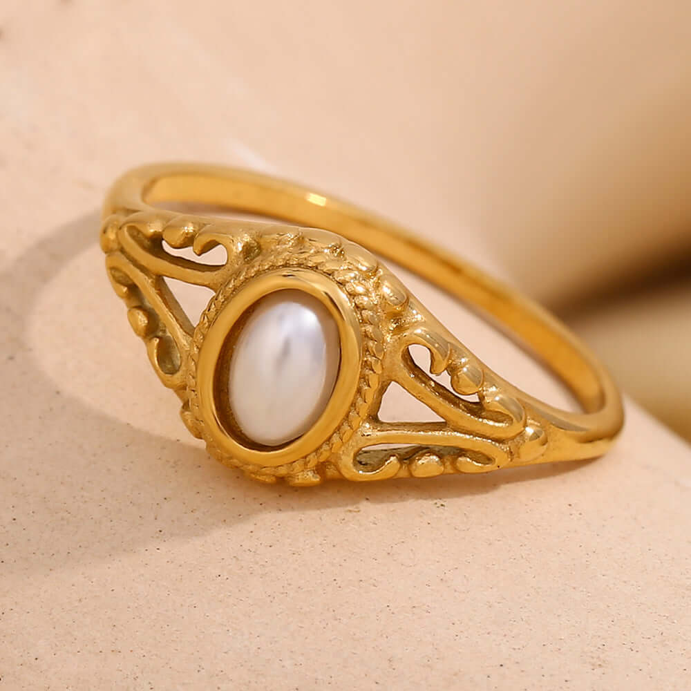 Vintage Filigree Pearl Ring