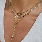 Four Pointed Shiny Star Tennis Chain Layer Necklace