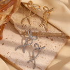 Sparkly Ribbon Bow Irregular Ear Jacket Earrings