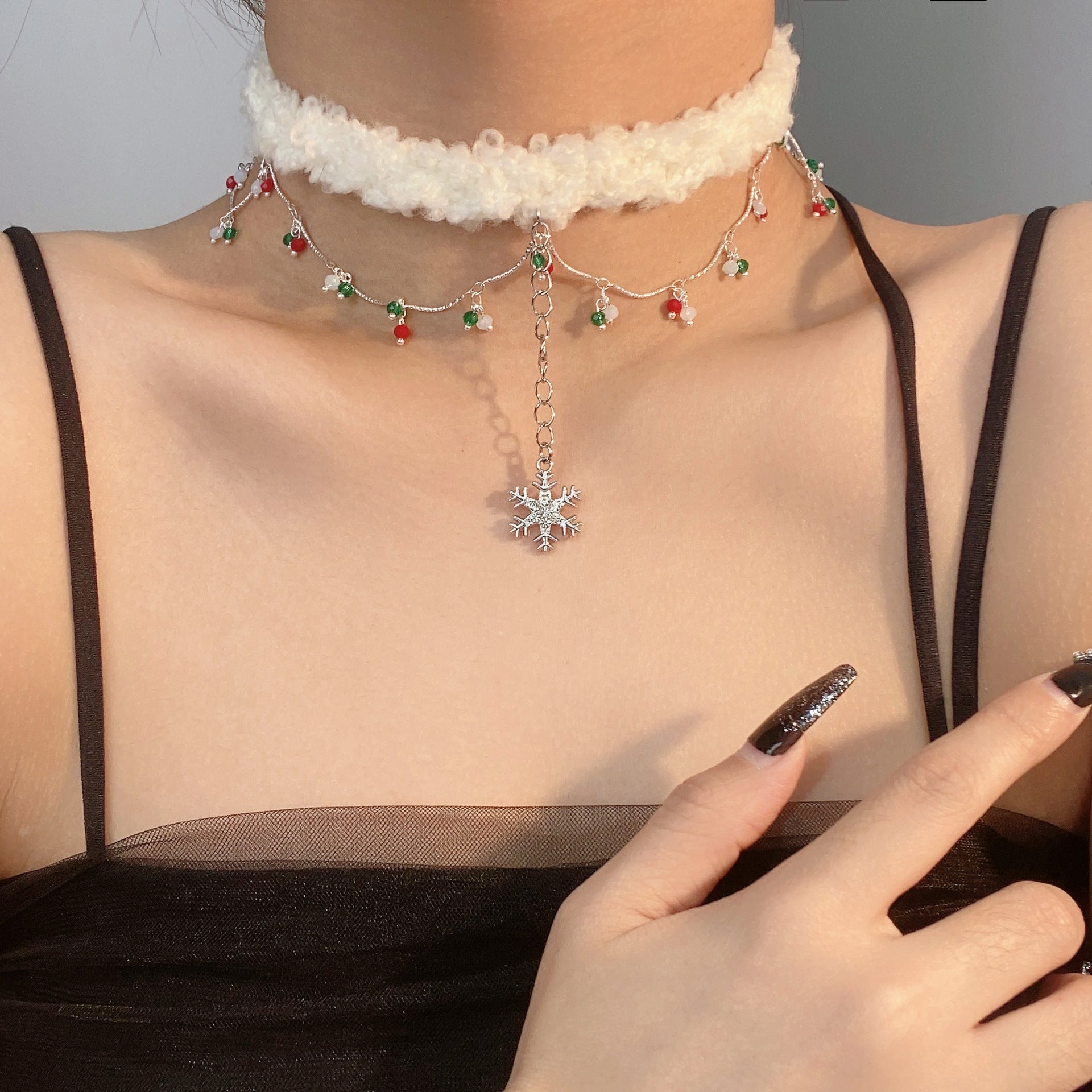 Snowy Collar Furry Christmas Choker Necklace