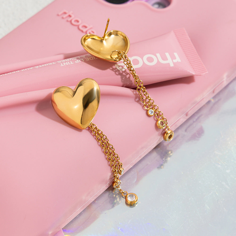 Color Red Heart Stud Earrings