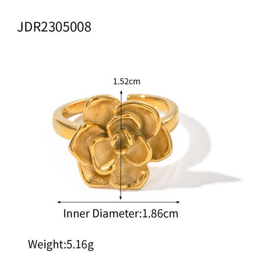 Camellia Flower Signet Ring
