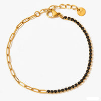 Sparkling BlackCZ Tennis Anklets Bracelet