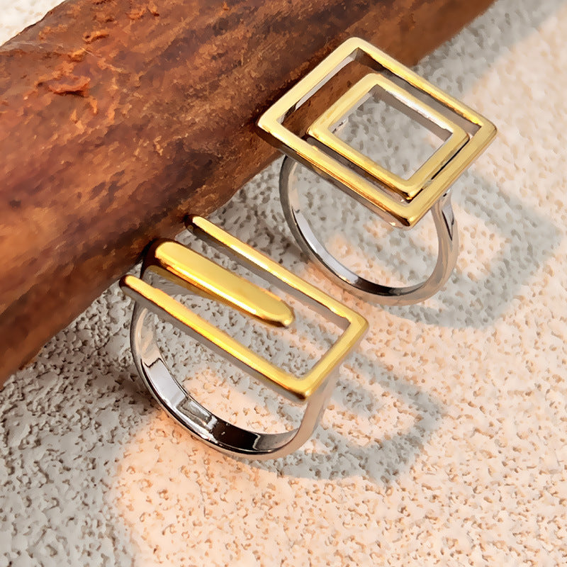 Korean Style E Shaped Open Maze Ring