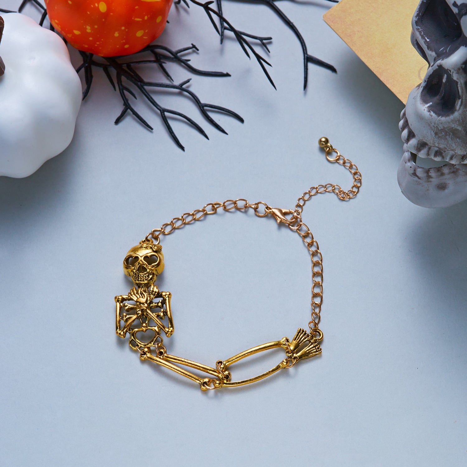 Golden Bones Skeleton Hand Chain Bracelet