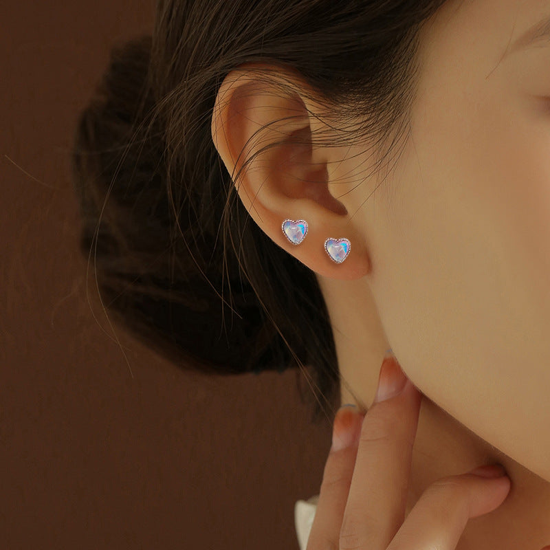 20G Rose Gold Simulated Opal Heart Daith Tragus Stud