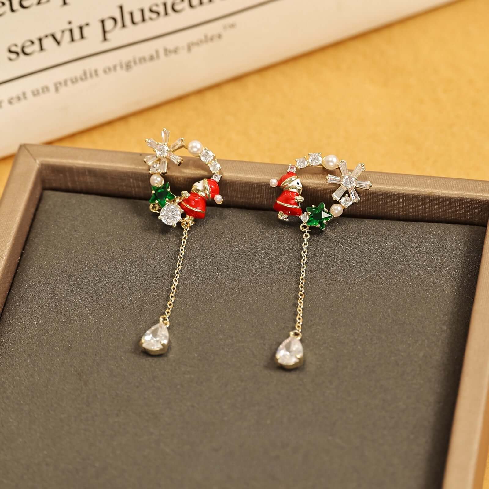 Santa Claus Chain Earrings, Christmas Earrings, Stocking Stuffers