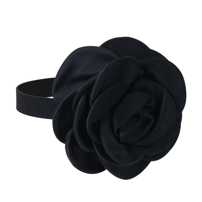 Rose Phantom Flower Suede Choker Costume Necklace | X411