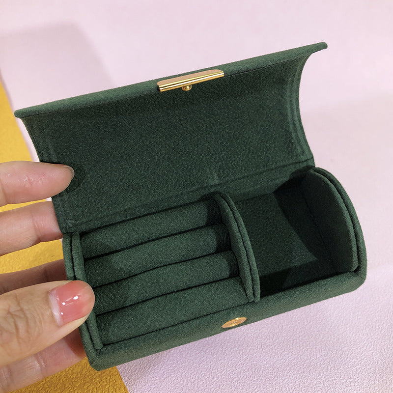 Portable Velvet Earrings Ring Jewelry Organizer Box Storage Box