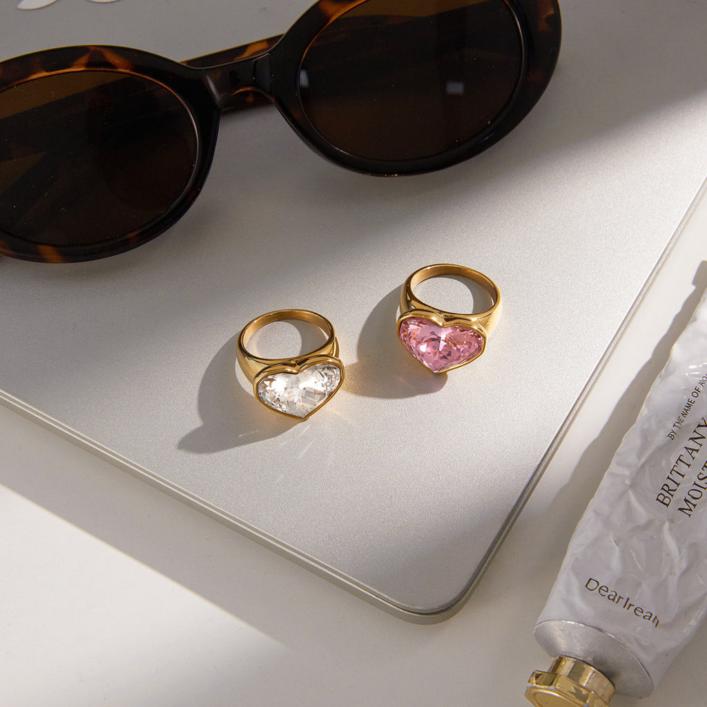 Sweet Pink Heart Valentines Ring Gift