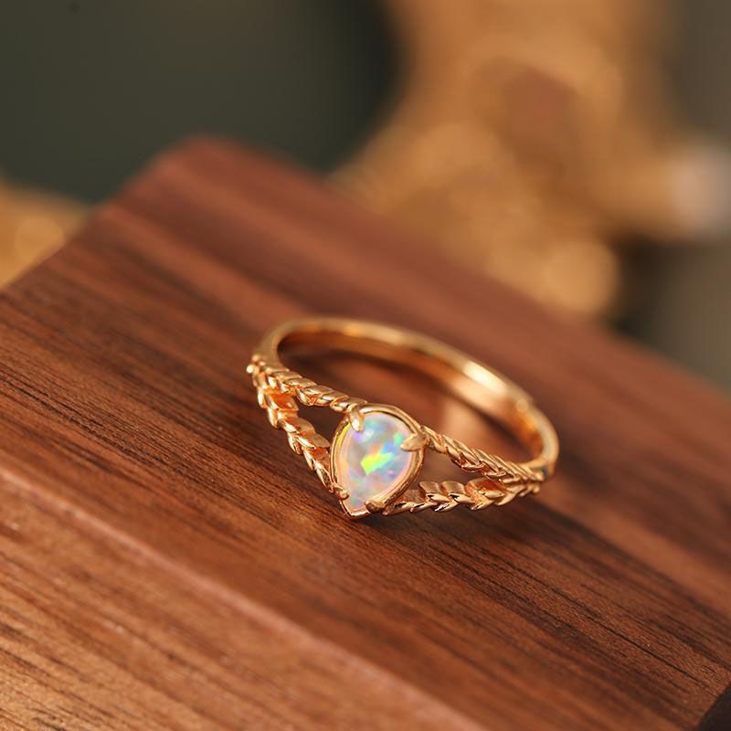 Opal Split Braid Ring October Birthstone Ring