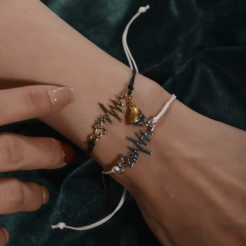 Magnetic Heartbeat Cord Matching Bracelet 