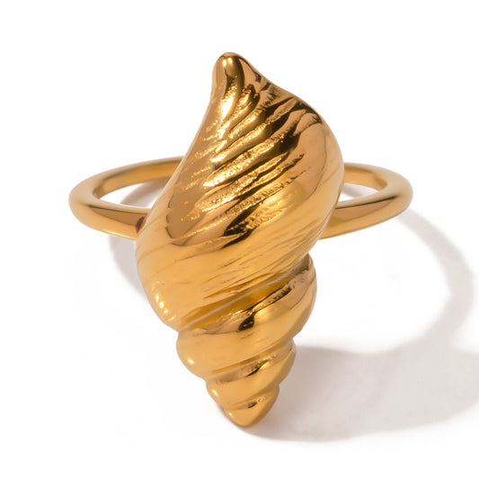 18K Gold Conch Shell Whisper Open Thumb Ring 