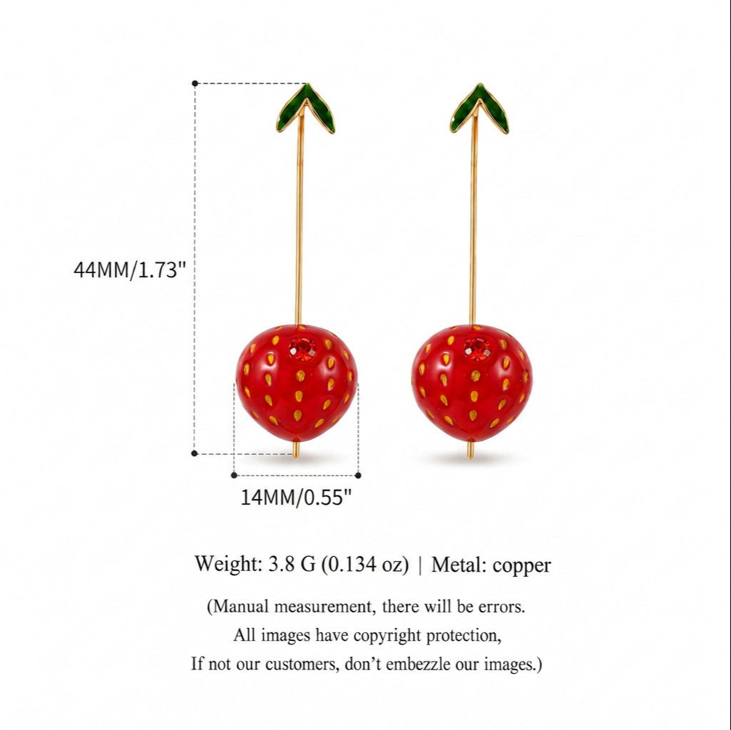 Sweet Harvest Strawberry Fruit Drop Earrings