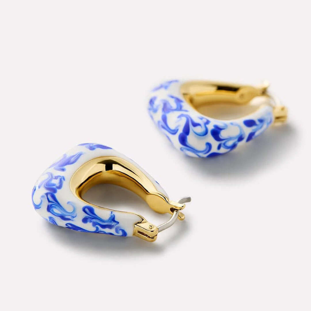 Porcelain Marble Hoop Earrings
