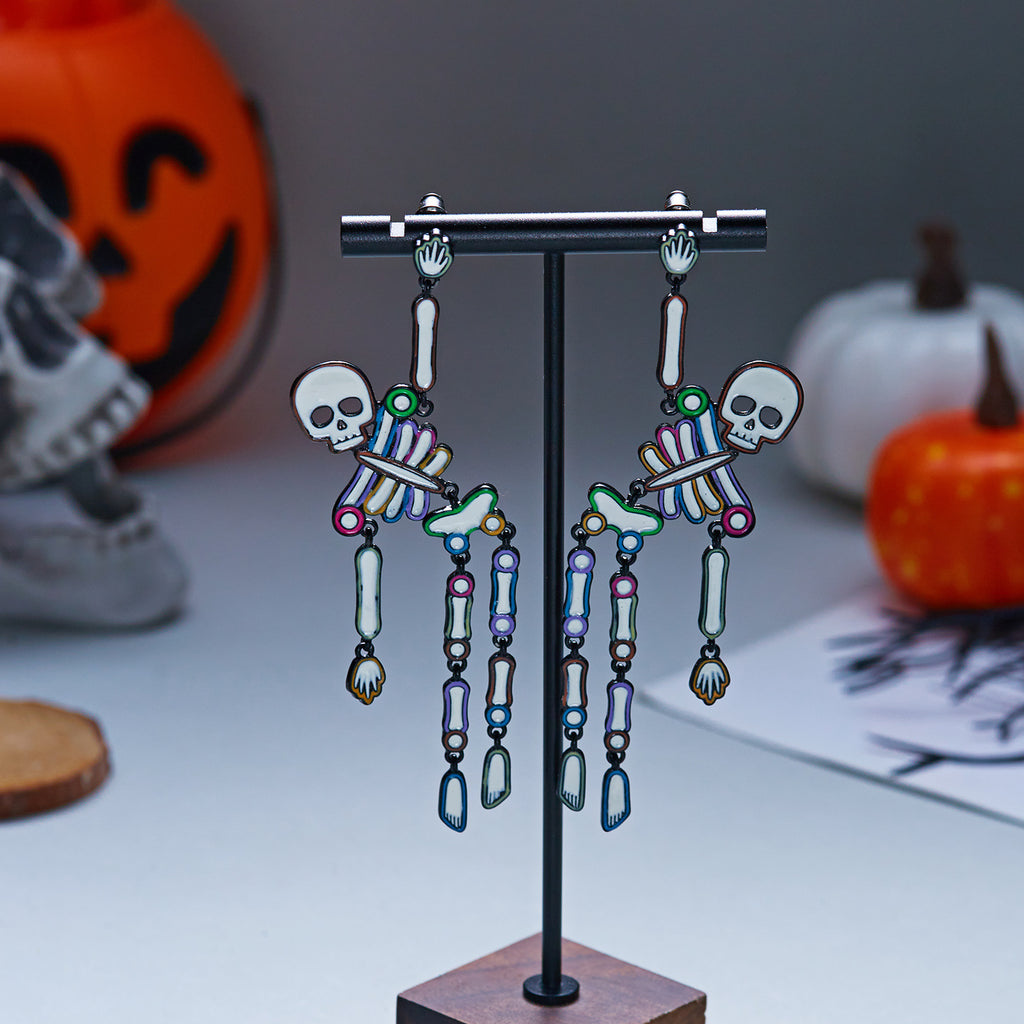 Neon Colorful Skeleton Ear Jacket Earrings