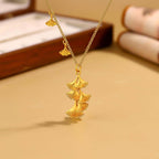 Luxury Ginkgo Leaf Sideway Chain Necklace