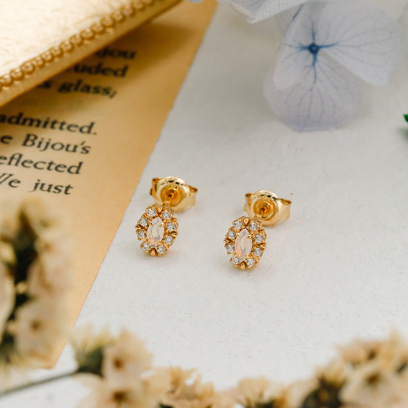 Golden Halo Ethiopian Opal Stud Earrings