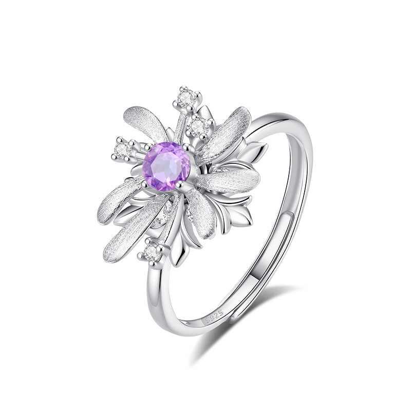 Rotation Fireworks Amethyst Fidget Ring