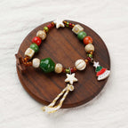 Woven Beaded Christmas Charm Bracelet