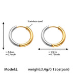 Duo Tones Basic Plain Thin Hoop Earrings
