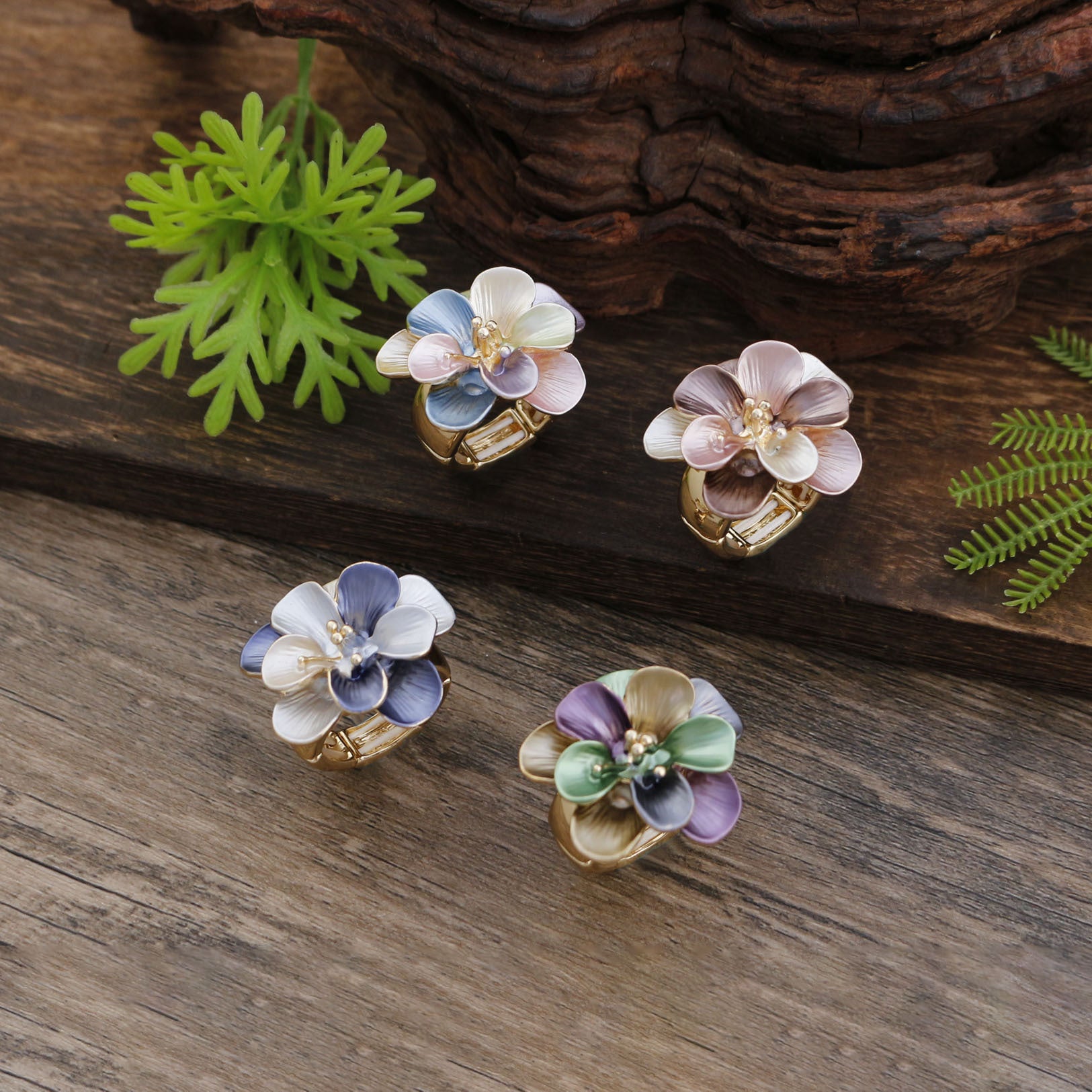 Secret Garden Enamel Flower Adjustable Ring