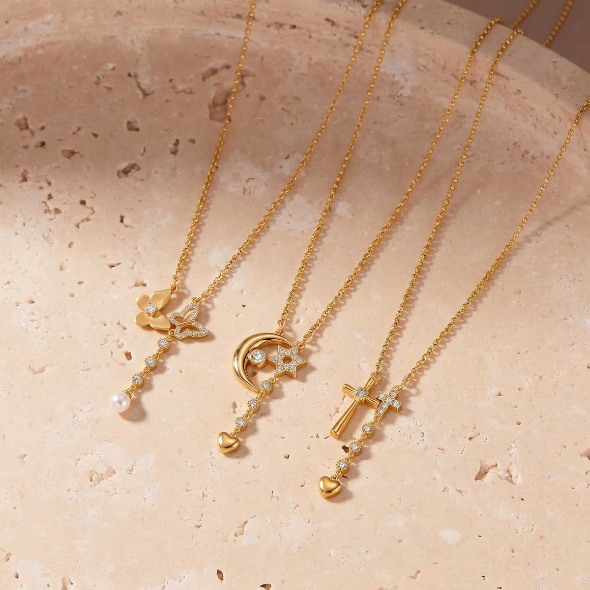 Celestial Whispers Butterfly Star Lariat Necklace