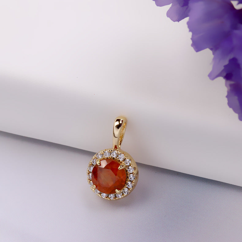 Spessartine Garnet Pendant Necklace, Garnet Red Pendant