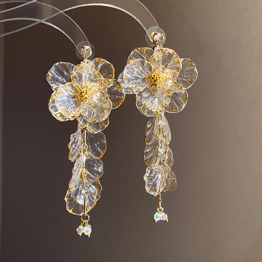 Golden Bloom Crystal Flower Earrings
