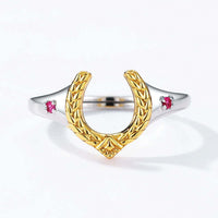 Antique Red Corundum Wisdom Horseshoe Ring | HJ189