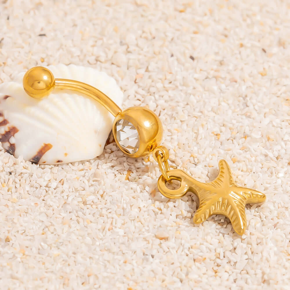 Shell Starfish Animal Dangle Belly Ring