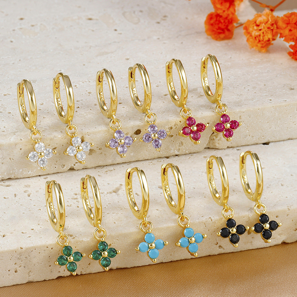 Small Flower Everyday Clip On Hoop Earrings 