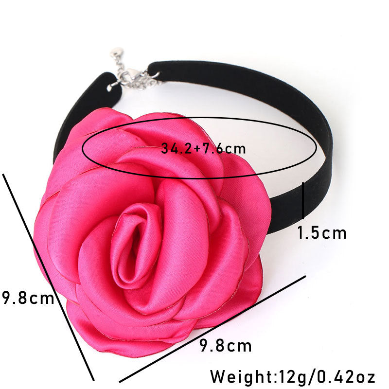 Rose Phantom Flower Suede Choker Costume Necklace