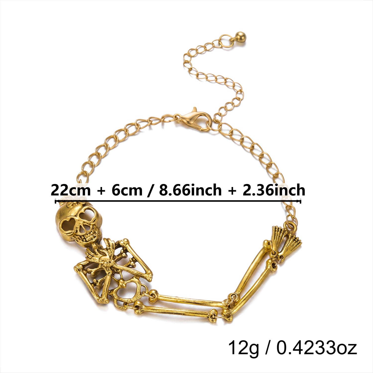 Golden Bones Skeleton Hand Chain Bracelet
