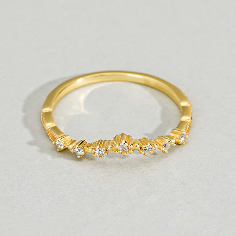 Gold Curved Eternity Stackable V Ring