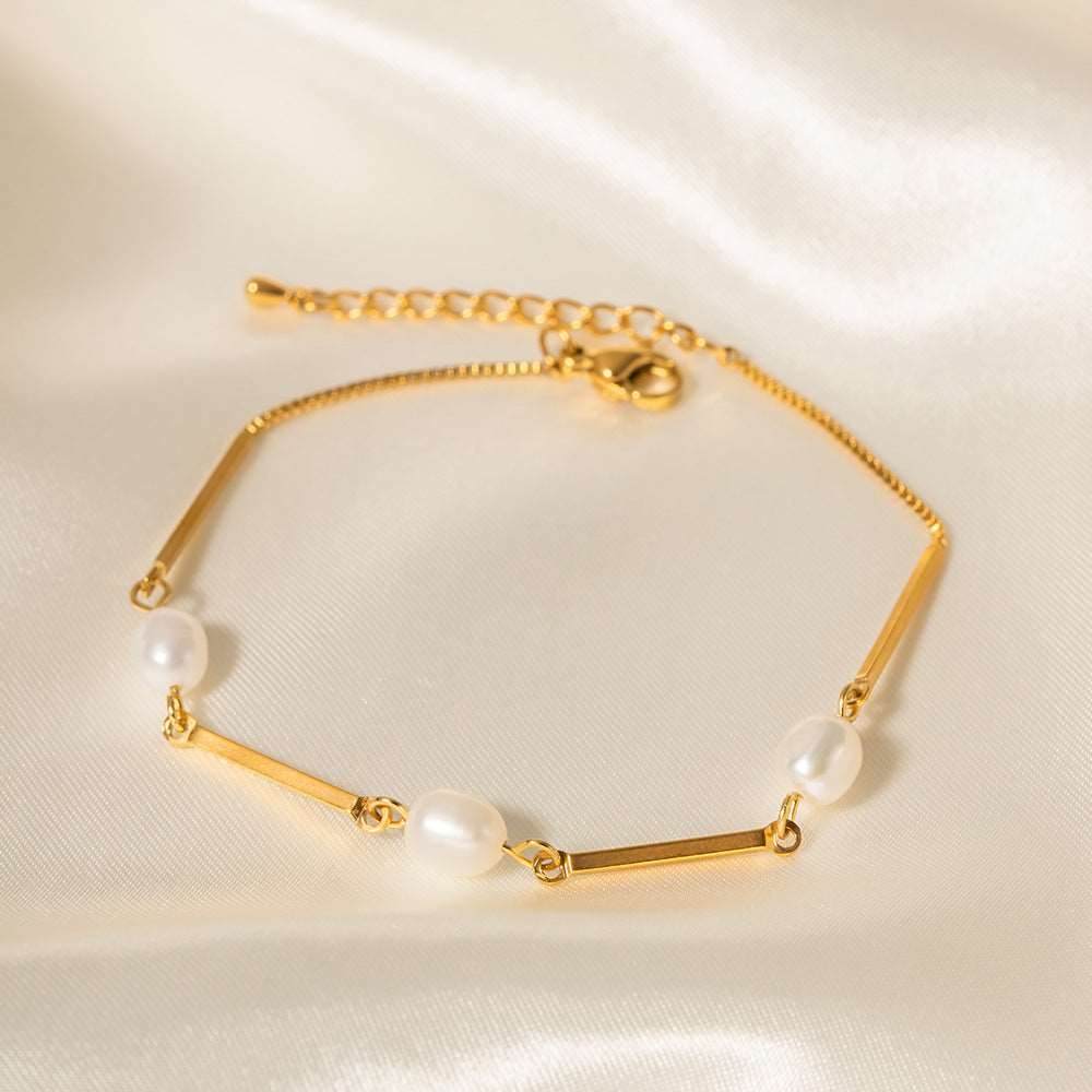 18K Gold Freshwater Pearl Bracelet | JDB004