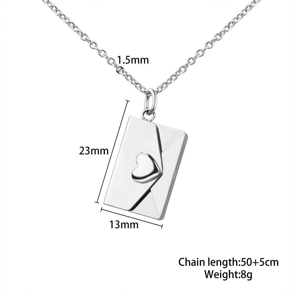 Custom Envelope Engraving Love Couple Necklace