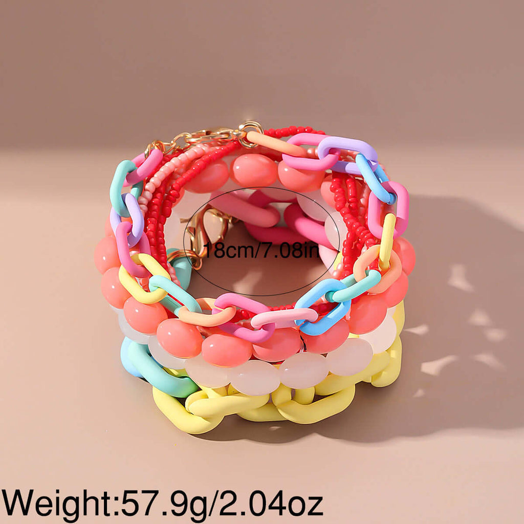 Multi Layer Vacation Rainbow Bead Bracelet