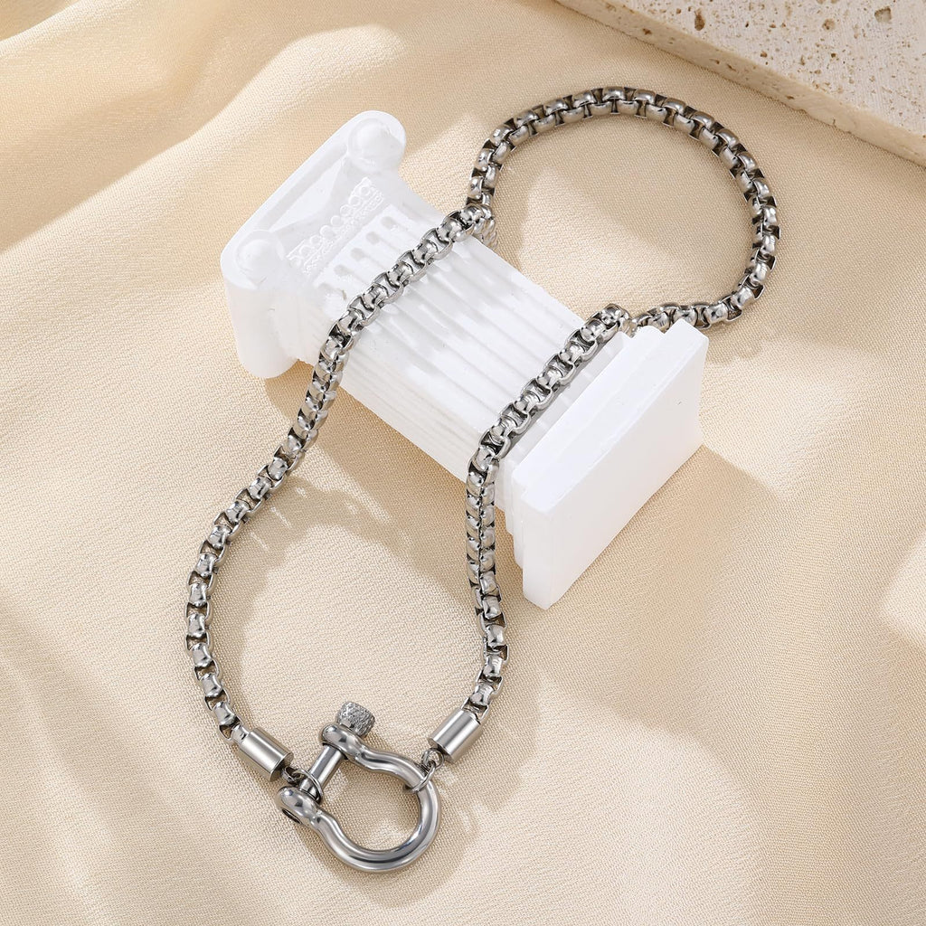 Two Tones Buckle Box Chain Necklace