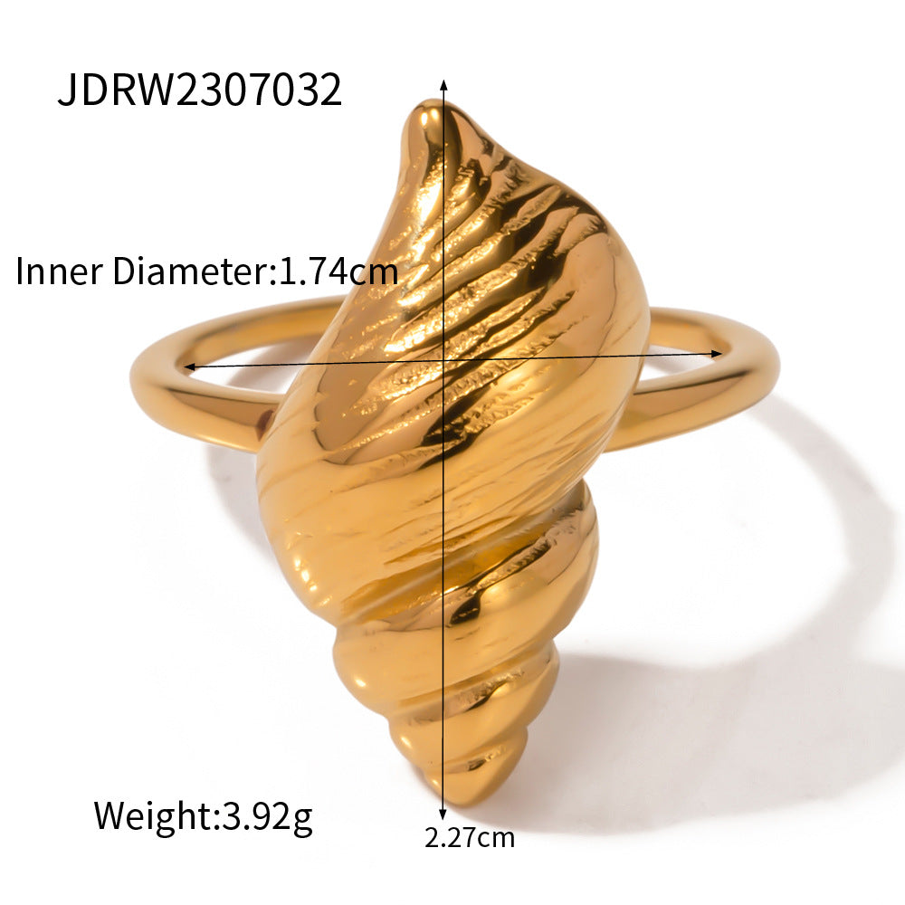 18K Gold Conch Shell Whisper Open Thumb Ring 