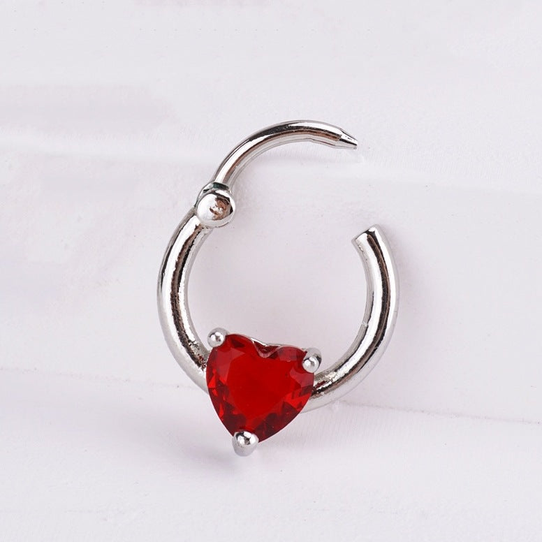 Rebel Pink Heart Horseshoe Circular Nose Ring