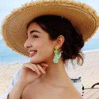 Summer Beach Palm Tree Fruits Earrings