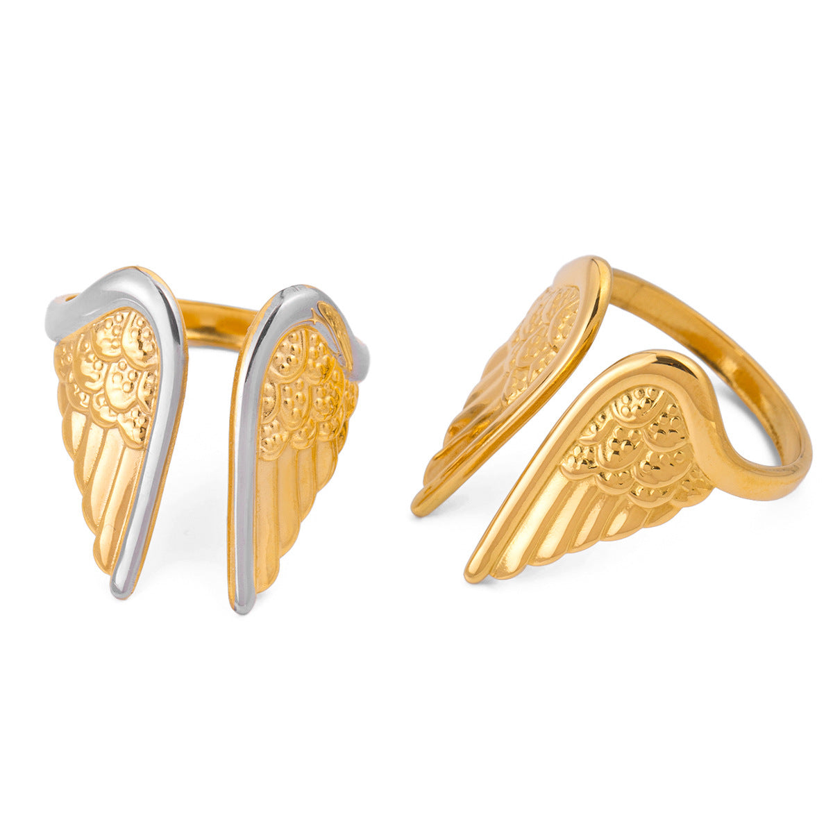 2 Tones Angel Wing Open Ring