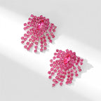 Sparkly  Pink Rhinestone Burst Stud Earring 