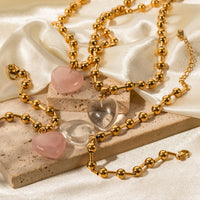 18K Gold Transparent Love Bead Necklace