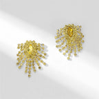 Sparkly Gold Rhinestone Burst Stud Earring 