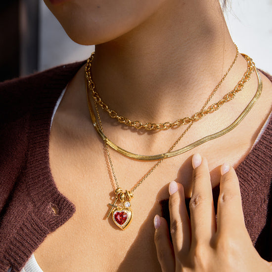 Heart Charm Cross Necklace
