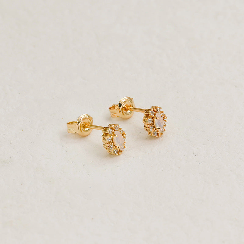 Golden Halo Ethiopian Opal Stud Earrings