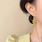 Golden Ginkgo Leaf Dangle Earrings
