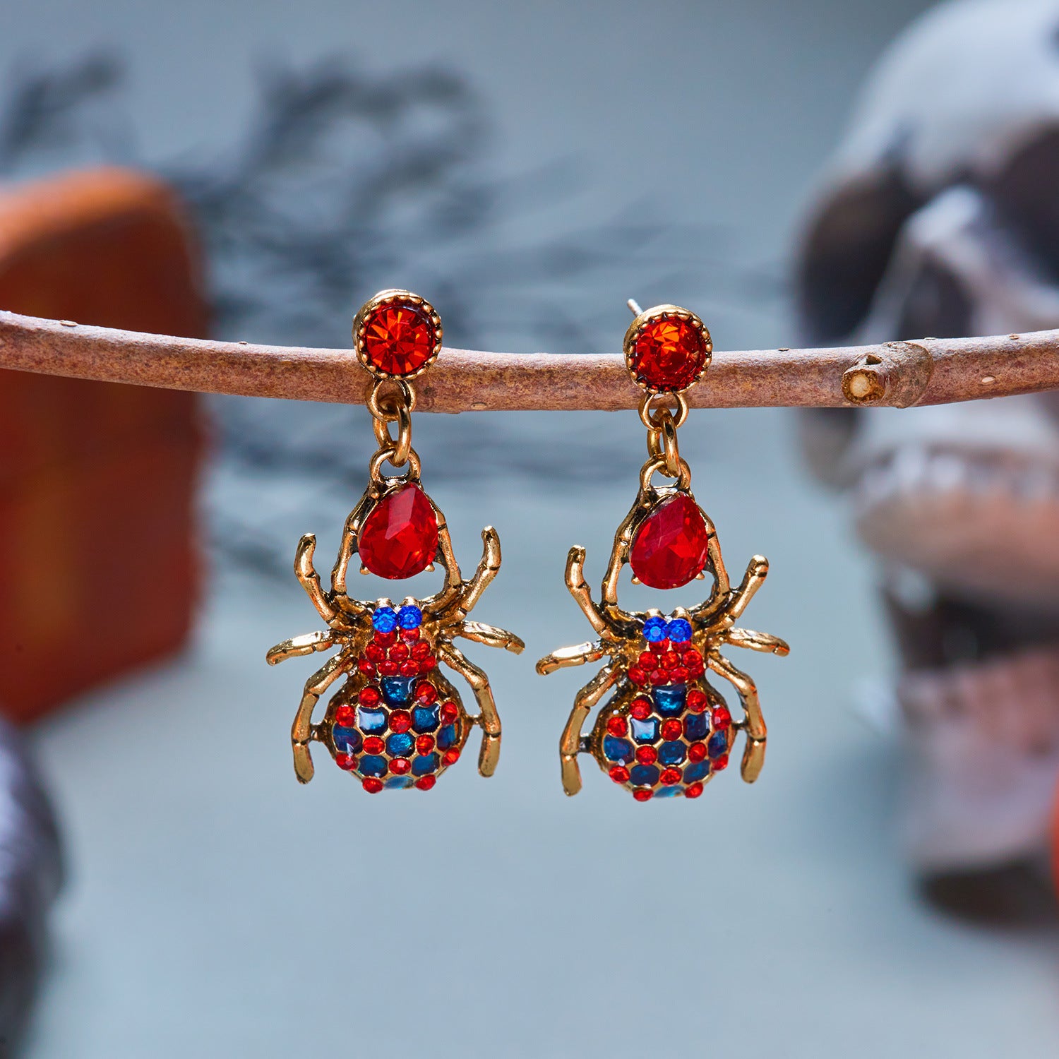 Web of Midnight Spider Chain Tassel Earrings